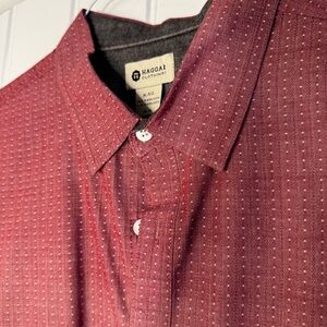 Haggar Red Casual Button Down Shirt with Subtle Pattern